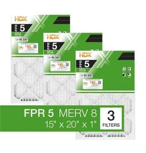 15x20x1 Air Filter Standard Pleated Furnace AC (3-Pack) MERV 8 FPR 5 - Picture 1 of 1