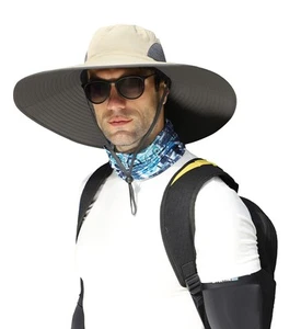 Men Wide Brim Sun Hats UPF50+ Waterproof Breathable Bucket Hat for Fishing, H... - Picture 1 of 6