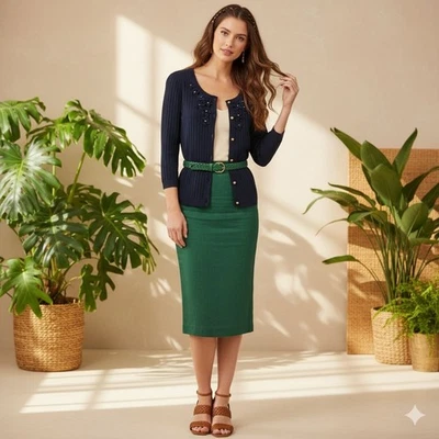 Cárdigan Juicy Couture Azul Marino Floral Bordado Seda Cachemira Tejido Talla Grande Foto 1 de 4