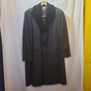 Abrigo de Colección Para Hombre Forrado de Piel Abrigo Abotonado Mezcla de Lana Chaqueta Gris Talla 44 - Imagen 1 de 9