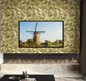 3D Wall Panels Champaign Gold Diamond Design 12x12 33pc - Picture 1 of 10