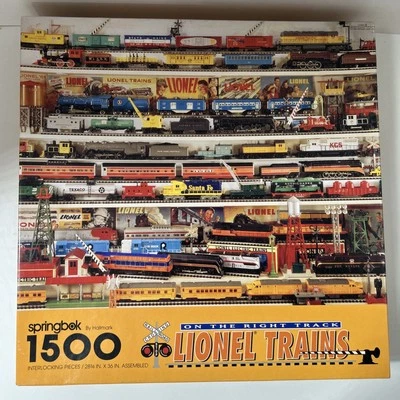 1994 Hallmark 1500pc Lionel Trains Puzzle 28"x36" - Image 1 of 4