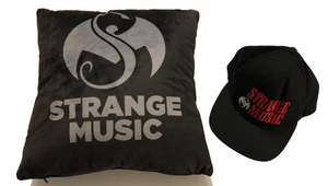 2er Set Seltsame Musik Kissen Hip Hop Rap Schallplatte Label Musik schwarz Kappe Mütze - Bild 1 von 6