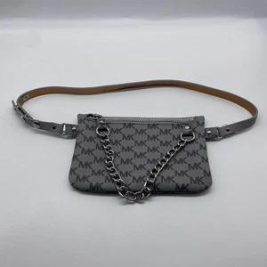 Neu ohne Etikett Michael Kors Gürteltasche grau MK Logo Kette Akzent kleine Handtasche Bauchtasche - Bild 1 von 7