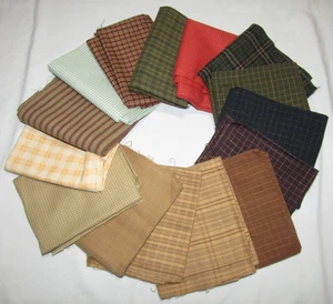WOVEN COTTON FABRIC SMALL PLAIDS & CHECKS FAT QUARTER TO 1/2 YARD 5+ YDS NICE - Picture 1 of 11