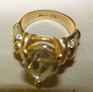Vintage Cocktail Ring 14KT GE ESPO Size 6 Crystal Stones - Picture 1 of 6