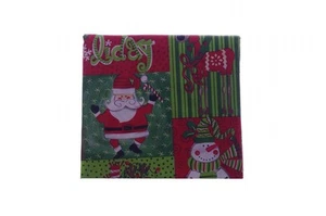 Red Christmas Santa Claus Snowman Snow Green Red Vinyl Tablecloth Round 60" NEW - Picture 1 of 1