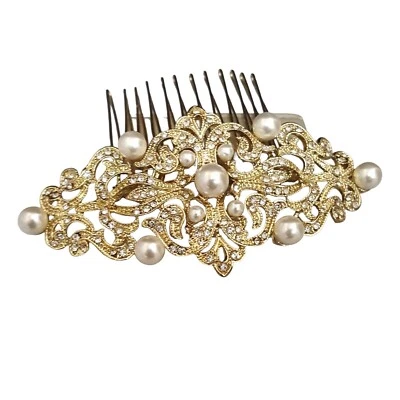 Peine de pelo de perlas sintéticas chapado en oro para boda nupcial para mujer nuevo sin etiquetas Foto 1 de 4