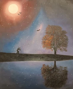 quadro olio perfetto dipinto a mano su tela "notte"@f53 - Foto 1 di 1