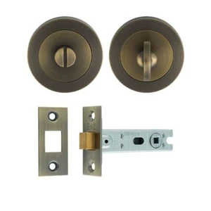 UDP/BATH30/AB Antique Brass Bathroom Pack inc. turn and release,tubular deadbolt - Picture 1 of 9