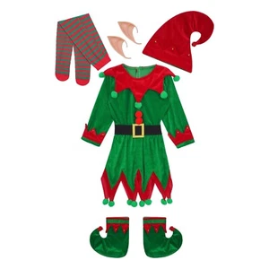 Kids Girls Boys Xmas Hat Dress Festival Party Elf Accessories Set Showman - Picture 1 of 18