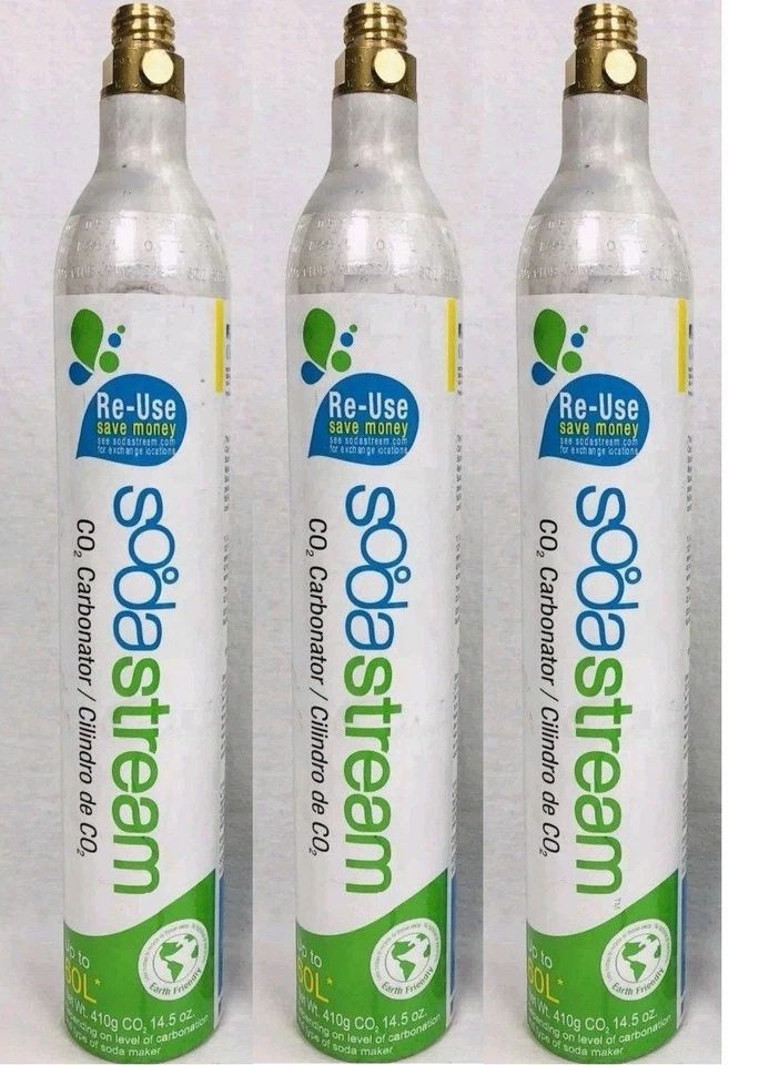 01- Sodastream CO2 Bottles 14.5oz 60L Soda Stream -Qty 3 (Bottles are Full) - Image 1 of 1