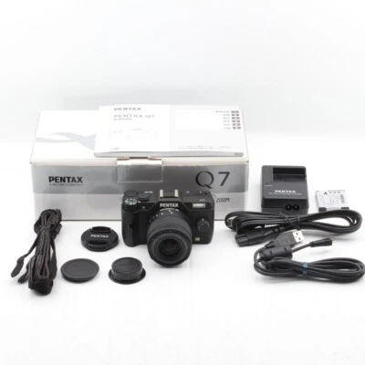 700shot【MINT w/Box】Pentax Q7 Mirroless Digital Camera Black w/ 02 5-15mm Japan - Image 1 of 4