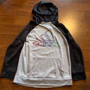Adidas Kids Youth Gray Sweatshirt Pullover Hoodie Sz Large 14 - Picture 1 of 6