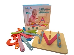Fun Little Toys Wooden Shape Combination Puzzle Ages 3+ Brand New 27 pieces - Picture 1 of 1