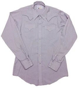 Vintage Tru-West Rockmount Langarm Pearl Snap Shirt grau gestreift 15,5 Medium M - Bild 1 von 6