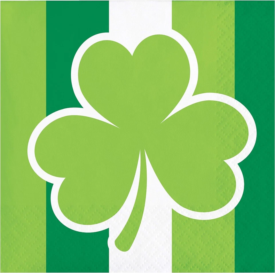 St. Patrick's Day Shamrock Irish Holiday Theme Party Paper Beverage Napkins - Image 1 of 1