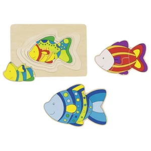 goki Schichtenpuzzle Fisch 11tlg..  Holzspielzeug Holzspiel Holzpuzzle 57897 Neu - Bild 1 von 2