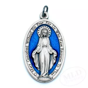 Wunderbare Medaille Anhänger groß 1,75" Silber oxidiert mit blauer Emaille Made in Italy - Bild 1 von 10