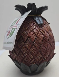2 Piece PINEAPPLE ~ RESIN TRINKET BOX ~ New with Tag "GOOD CHEER" - Picture 1 of 9