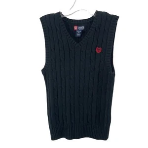 Chaps Boys Black Cotton Vest Size M 10-12 - Picture 1 of 4