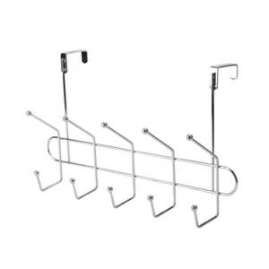 10 Hook Over The Door Chrome Coat Hanger Bedroom Clothes Towel Storage Organiser - Picture 1 of 6