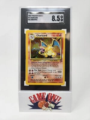 2000 Pokémon Base Set 2 Charizard #4/130 Holographic Holo SGC 8.5 BUF sc - Image 1 of 2
