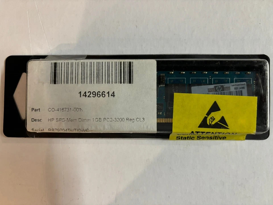 HP SPS-Mem Dimm 1GB PC2-3200 - Part No: 416713 - Image 1 of 2