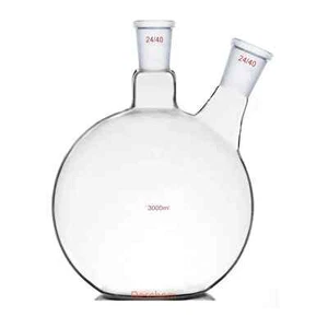 3000ml,24/40,2-Neck, Flat Bottom Glass Flask,3L,Twins Necks,Lab Chemical Vessel - Picture 1 of 7