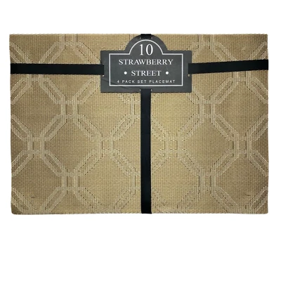 Set of 4 Gold Geometric Placemats by 10 Strawberry Street NEW RARE - Image 1 of 4