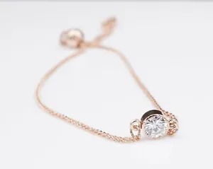New 14k Rose Gold 0.25 carat Diamond Bolo Bracelet Adjustable 6-8" BG431 - Picture 1 of 9