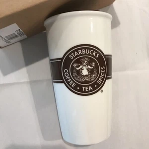 Starbucks Pike Place Brown Retro Mermaid Logo Ceramic Tumbler Traveler Mug 12oz - Picture 1 of 3