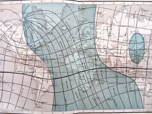 Magnetische Meridiane World Magnetic Zones 1865 Baehr wissenschaftliche Karte - Bild 1 von 4