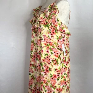 Emma & Michele Yellow Pink Floral Ruched Summer Sun Dress Medium New MSRP - $86 - Picture 1 of 6