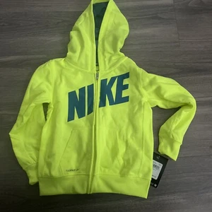 Nike Little Boy Graphic Hoodie Size 4T Polyester Neon Yellow - Picture 1 of 5