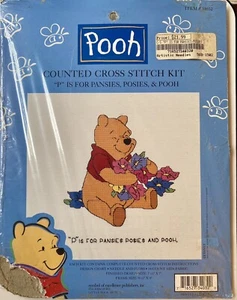 Disney Counted Cross Stitch Kit “P” Is For Pansies Posies & Pooh #34032 Winnie - Picture 1 of 4