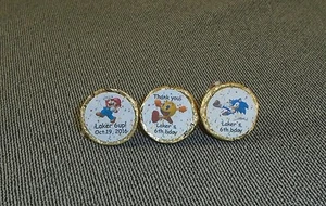 @100 ETIQUETAS PERSONALIZADAS MARIO/PAC MAN/SONIC/BESO DE CUMPLEAÑOS/DULCES/MINI BURBUJAS*@ - Imagen 1 de 8