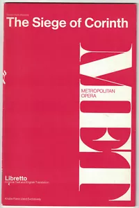 Die Seige der Corith Metropolitan Opera Libretto G Schirmer Taschenbuch Rossini - Bild 1 von 1