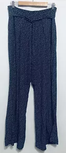Banana Republic Pants Womens 6 Navy Blue Dot Print Wide Leg Tie Waist Boho - Picture 1 of 6