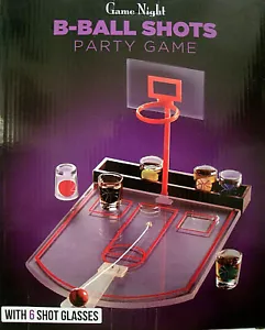 JUEGO NOCHE, DISPAROS DE B-BALL, JUEGO DE BEBER TIRO DE BALONCESTO PARA ADULTOS, CON 6 VASOS, NUEVO - Imagen 1 de 7