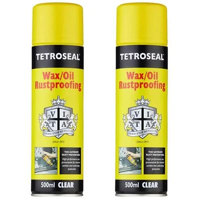 Tetroseal Clear Wax Underseal Oil - 500ml Aerosol x 2