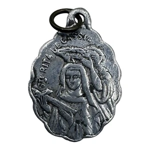 Vintage St. Rita de Cascia Religious Medal Pendant - Catholic Patron Saint Charm - Bild 1 von 5