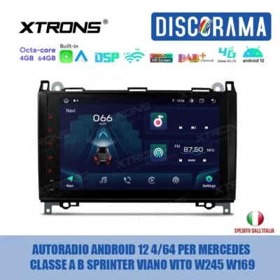 AUTORADIO ANDROID 12 4/64 PER MERCEDES CLASSE A B SPRINTER VIANO VITO W245 W169 - Immagine 1 di 4