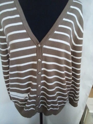 Jeanne Pierre женщин коричневый/белый условия свитер/карман на пуговицах XL новый с Ярлыками - Изображение 1 из 4