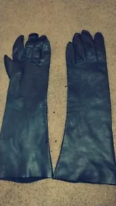 23# Vintage Bambergers 60’s? Black Leather 100% Silk Lining - Size 7 - Picture 1 of 2