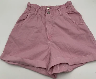 Pantalones cortos chinos para mujer H&M talla 6 tiro alto cintura elástica bolsillos cortados rosa Foto 1 de 4