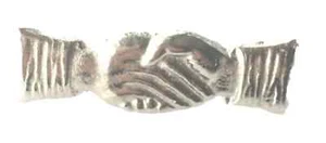 Brothers Handshake Emblem Orange Lodge Order Nickel Plated for Collarette Sash - Picture 1 of 3
