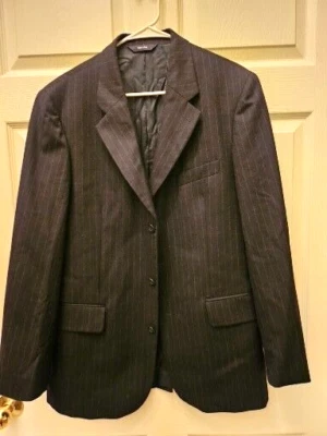 J Crew Navy Pinstripe 10740 Suit Jacket MADE IN ITALY 100% Wool 41 Reg - Image 1 of 4