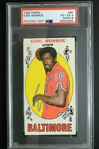 Earl Monroe HOF Baltimore Autographed 1969 -70 Topps #80 Signed ROOKIE Card PSA - Picture 1 of 3
