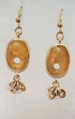 Pendientes Chico's Amarillo Rosa Imitación Color Ópalo Tono Dorado Abstracto Colgantes Racimo Foto 1 de 4